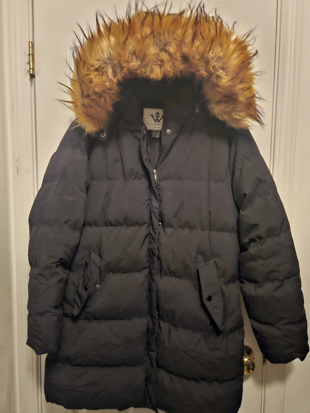 Warm Quilted Parka with Faux Fur Hood